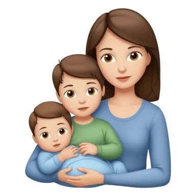 Beautiful Light brunette mom with baby and two sons sticker