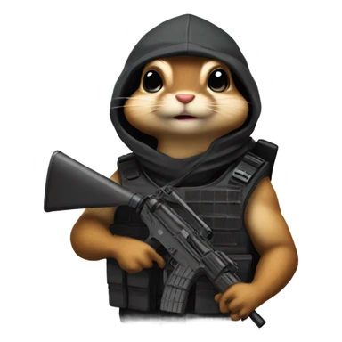Chipmunk ninja with bulletproof vest and ar25 sticker