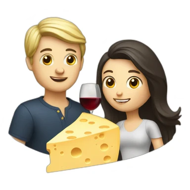 white couple drinking wine and eating cheese sticker