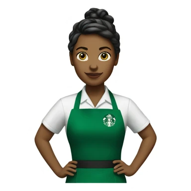 white female starbucks barista with green apron sticker