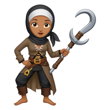 Hijabi woman with only one leg and the other one is amputated pirate hook leg sticker