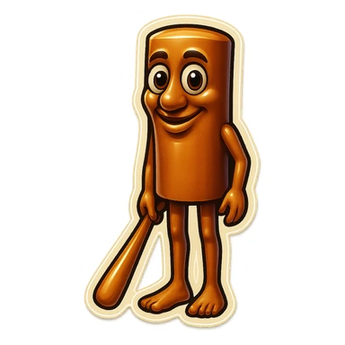 Create a high-fidelity emoji of the stump character, keeping the exact same proportions, pose, and facial expression as the reference image. Do not make it creepier or change the style. Keep the background transparent and enhance the detail. sticker