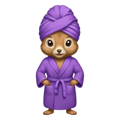 squirrel in purple bathrobe and purple slippers and purple turban sticker