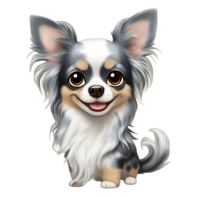 Blue merle chihuahua long hair with spotted face black Starbucks  sticker