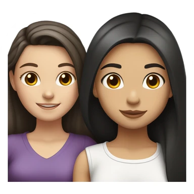 White girl with dark brown straight hair and Hispanic girl with black straight hair lesbian couple  sticker