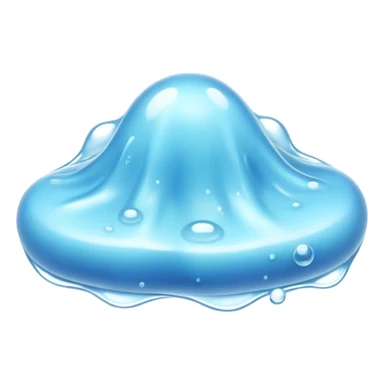Cinematic Realistic Clear Blue Slime, glossy and translucent with a soft blue hue, light reflecting off its smooth surface, subtle bubbles trapped inside, slightly jiggling with movement, delicate highlights enhancing its wet and squishy texture, glowing with a soft, magical aura. sticker