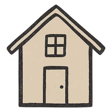 beige house, hand drawn outline, cozy, simple sticker