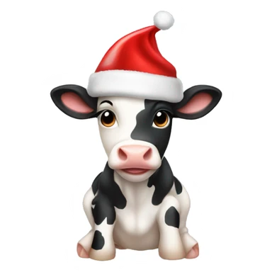baby cow wearing a christmas hat sticker