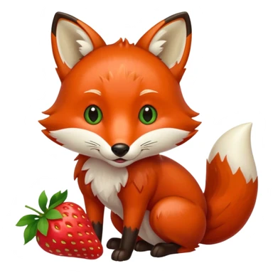 fox eating strawberries sticker