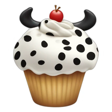 Happy cupcake with black and white cow spots sticker