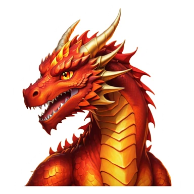 cinematic-noble-fierce-fire-dragon-portrait-emoji,-poised-and-imposing,-with-a-muscular,-scaled-body-ablaze-in-fiery-hues-of-crimson,-molten-orange,-and-molten-gold,-and-intense,-burning-eyes-that-mirror-the-heart-of-a-volcano;-rendered in detail sticker