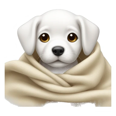 mini white puppy wrapped up in blanket  sticker