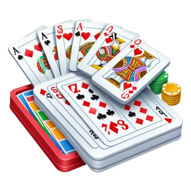 Canasta card game with a pile of cards and score pad sticker