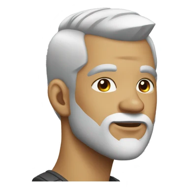 man with shaved hair sides with gray mohawk and white beard, stud earrings sticker
