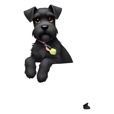 Miniature black schnauzer having a spa day sticker