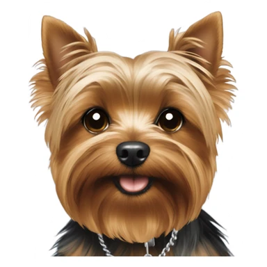 Yorkie with a dog tag that says Theo sticker
