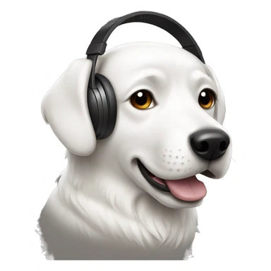 white dog wearing black headphones  sticker