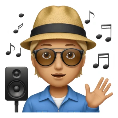 Someone listening to a speaker at the beach. Add some musical notes coming out of the speaker. sticker