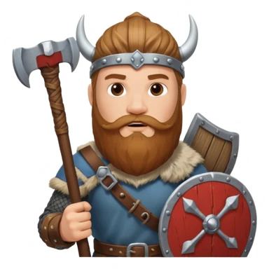Bearded viking holding axe and shield sticker