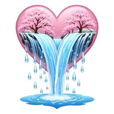 sakura heart with a sparkling waterfall sticker