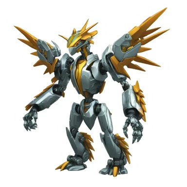 futuristic mechanical spiky Medabot-raptor-dragon-Bionicle-mecha full body sticker