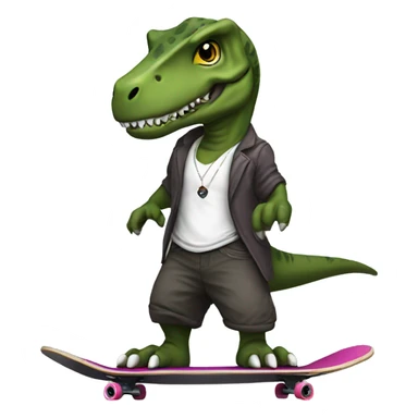 I wanna create a T-Rex on a skateboard with a Jujutsu outfit sticker