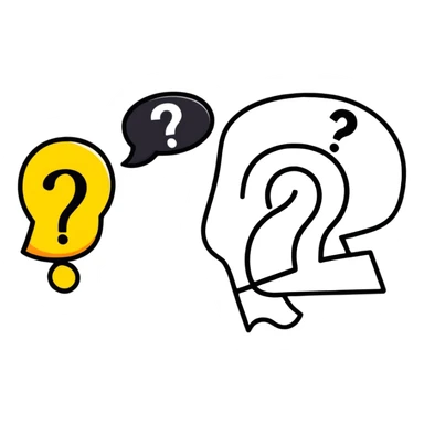 cute thinking character with question marks sticker