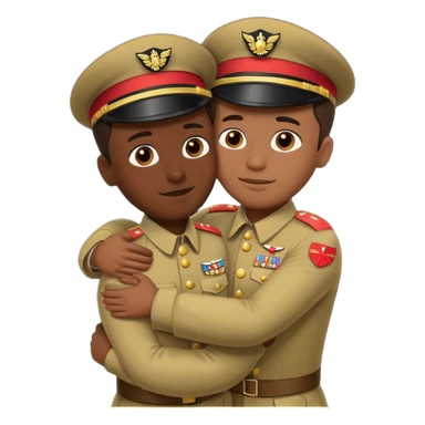 dos soldados dando es un abrazo de solidaridad de fraternidad sticker