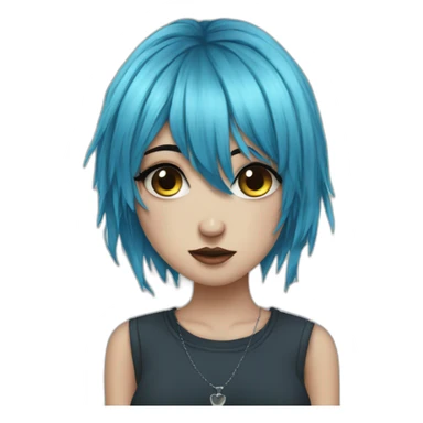 Emo girl choppy blue hair bangs piercings sticker