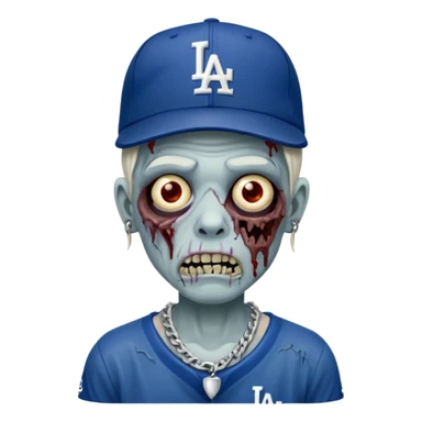 Zombie con gorra de los Dodgers y cadena de plata  sticker