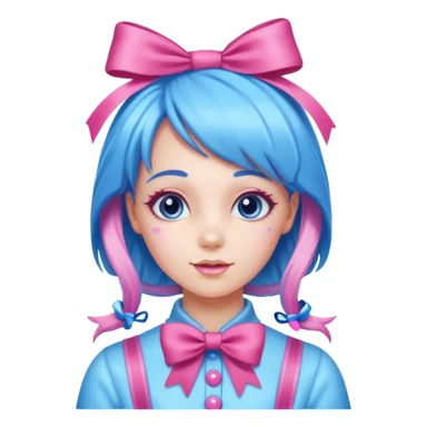 candy girl from candyland long blue pink mixed candy hair with ribbon and  sticker
