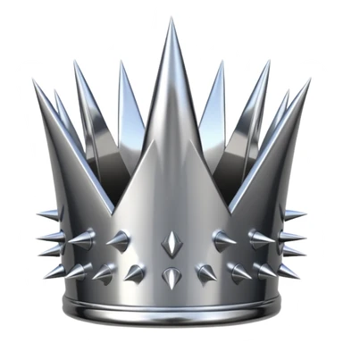 A spiked crown emoji made of silver chrome, sharp yet rounded metallic spikes, glossy reflections, aggressive luxury swag aesthetic, iOS emoji style, centered, clean white background sticker