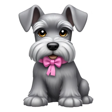 Grey miniature schnauzer dog girl, add a pink bow or something sticker