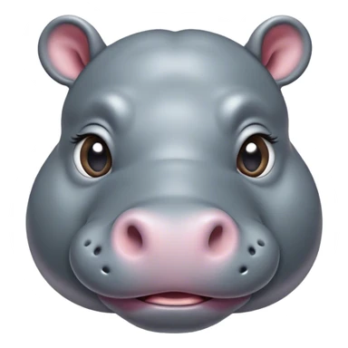 Cinematic Cute Hippo Portrait Emoji, Head tilted playfully and inquisitively, featuring a glossy slate-gray hide with a gentle sheen and round, sparkling eyes filled with curious charm, Simplified yet irresistibly adorable features, highly detailed, glowing with a warm, friendly glow, high shine, affectionate and serene, stylized with a touch of aquatic whimsy, bright and endearing, soft glowing outline, capturing the essence of a mischievous yet loving hippo, so playful it feels like it could splash out of the screen and into your arms! sticker
