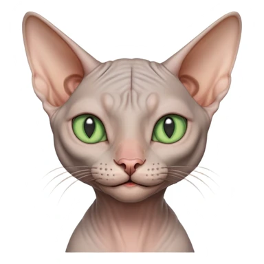 gray hairless Sphynx cat with green eyes, smiling sticker