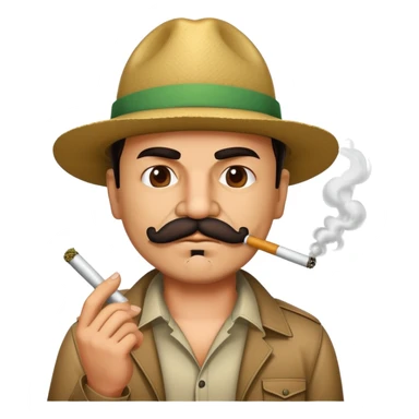 El Chapo gangster character with mustache smoking a marijuana joint sticker