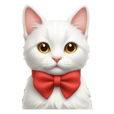 Cute white Cat wearing red bow collar sticker