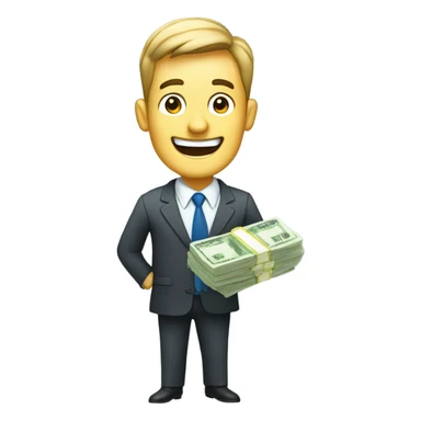 happy business man saving money bills sticker