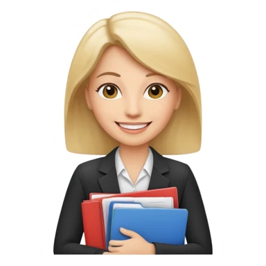 business woman with file folder and documents sticker