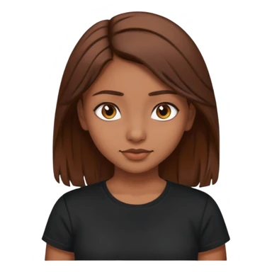 a pretty fair indian bratz girl with brown hair. with a black tshirt sticker