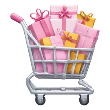 shopping cart wrapped in twinkle lights  full of light pink gift bags sticker