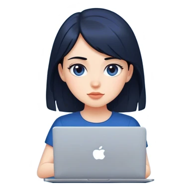 dark-haired girl at a dark blue laptop sticker