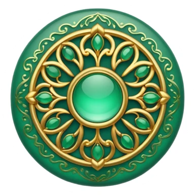 Jade and gold filigree style rounded icon button sticker