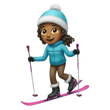 Girl with skis for feet sticker