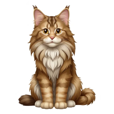 cinematic-[maine coon cat]-realistic-full-body-sitting-emoji,-tail-curled-playfully-around-its-paws,-head-tilted-dramatically,-scruffy-[maine coon]-fur,-simplified-yet-realistic-focused-features,-highly-detailed,-glowing-with-an-almost-sarcastic-glow sticker