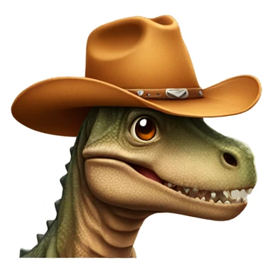Dino wearing a cowboy hat sticker
