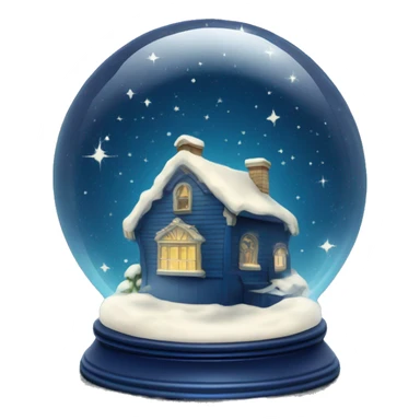 vintage dark blue rococo night sky snow globe sticker