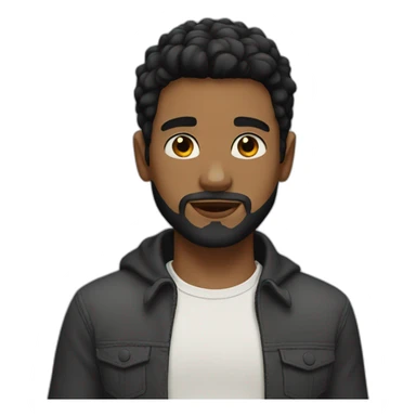 boy with black short hair and has dimple and beard in face sticker