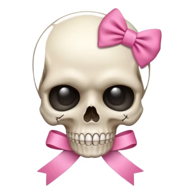 skull emoji with pink ribbon pookie sticker