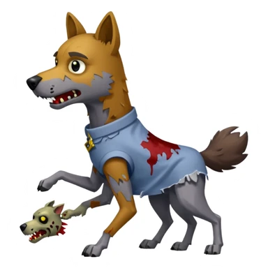 A dog raiding a zombie like minecrafty like a chicken jocky but instead wolf jocky or dog jocky But blocky sticker